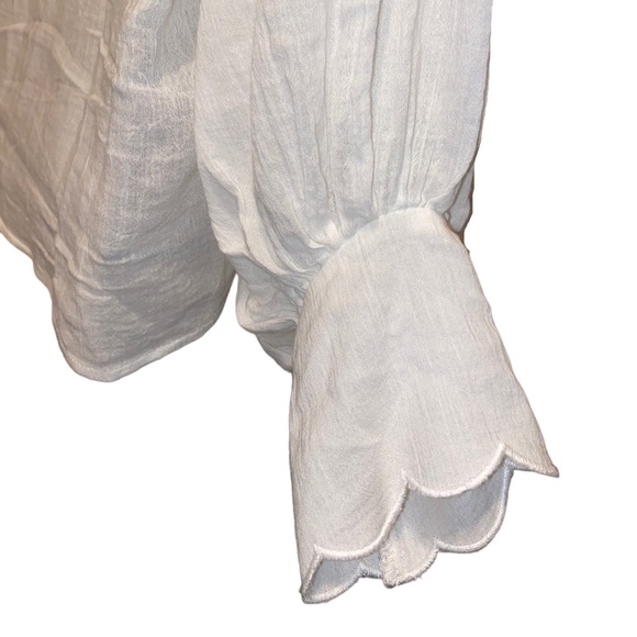 Button Down Elastic Cuff Blouse In WHITE - Picture 4 of 5